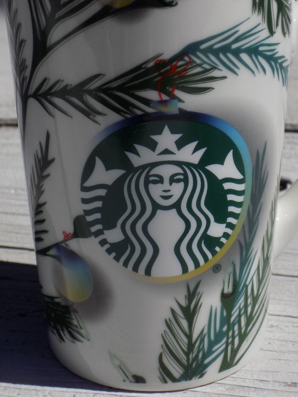 Starbucks 2020 Christmas Winter Green & White Coffee Mug Tall 11 oz Lights